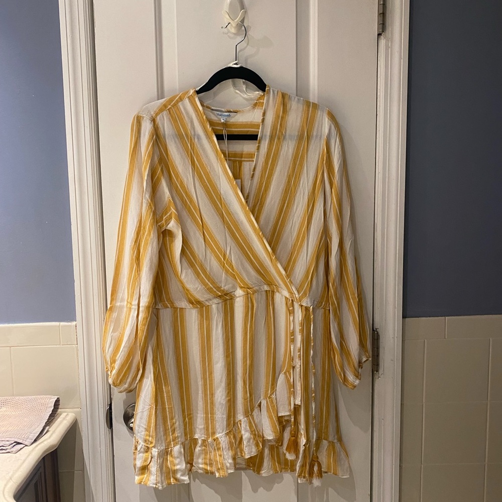 Blue Island Striped Wrap Dress